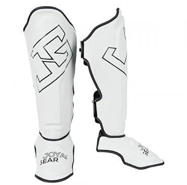 JOYA Premium Schienbeinschoner Kickboxen - Weiß Größe S - Traditionell handgemacht in Thailand aus hochwertigem Leder - Kampfsport Sparring Schienbeinschutz - Schienbeinschützer - Joya Fight Gear