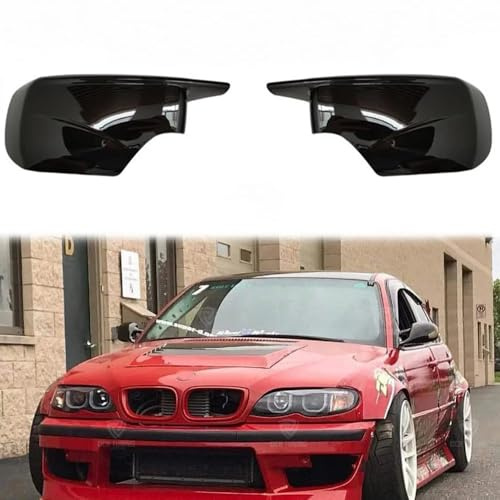 Cakievro 2 PCS Kompatibel mit Rückspiegel Abdeckung bmw E46 316i 318i 318d 320d 320i 325i 328i 330d 330i 1998–2005 Seitenspiegelgehäuse Links und Recht (schwarz)
