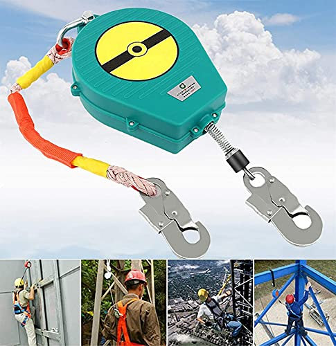 ZZHOPEN Self Retracting Lifeline, Fall Protection Retractable Lanyard Equipment with Wear-resistant Rope and Rebar Hooks, Fall Arrest Lanyard Cable for Safety Climbing Harness, Bearing 330lb (40m)