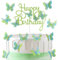 Topper per torta di compleanno con farfalla glitterata, farfalle verdi e blu, topper per torta di compleanno e cupcake, per feste di ragazze e ragazzi