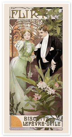 Posterlounge Flirt Poster | 50 x 100 cm von Alfons Mucha Wandbilder Wanddeko