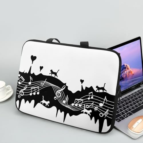 Hiseng Laptop-Taschen Laptoptasche 10-17 Zoll Laptop-Tasche Laptop Tasche Business Büro Arbeit Computertasche, Musikalische Notation Schlanke Notebook Tasche (17,Weiß)