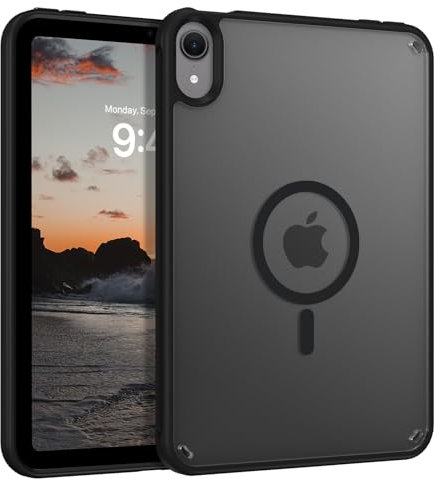 Telaso for iPad mini 7 A17 Pro 2024/iPad Mini 6 2021 8.3 Inch iPad mini 7th/6th Gen Magnetic Case, Translucent Matte Back Soft TPU Bumper Military Grade Protective Case for iPad mini 7/Mini 6, Black