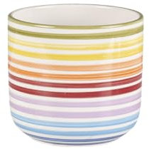 Sallys Keramik-Übertopf Handgefertigt- Regenbogen Blumentopf Pflanzentopf Pflanzenkübel Ablaufloch Indoor und Outdoor im Garten verwendbar 15.5 x 15.5 cm