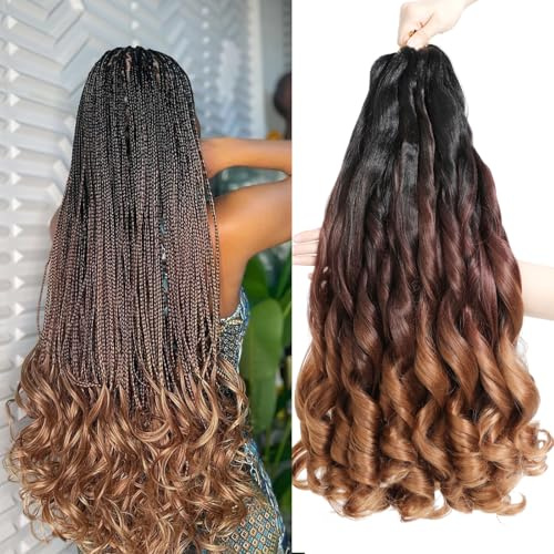 8 Packs 22 Inch Crochet Braiding Hair Extensions Curly Braiding Hair 1B/33/30