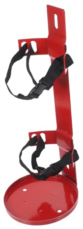 Verstellbare Feuerlöscher Wandhalterung aus Eisen mit Gürtel für Zuhause | Platzsparend und Leicht zu Montieren, für Büro und Heim, Rot, mit Polyesterband