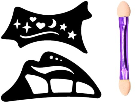 2 Stück Lidschatten-Werkzeuge,Eyeliner Schablone,Easy Lidschatten-Schablonen,Quick Eyeshadow Tool,Eyeliner-Vorlagen für Damen und Mädchen (Silikon,Schwarz,Lila)
