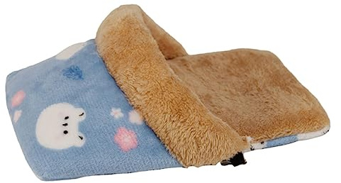 BESTonZON Hamster Schlafbeutel Warmes Kuschelnest Kleintier Versteck Schlafsack Haustierbett für Hamster Meerschweinchen und Kleine Haustiere Blau