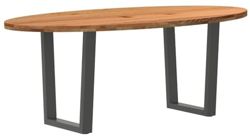 QUAHEAS Geräumiger Esstisch Hellbraun 200x100x74 cm aus massivem Eichenholz Oval, modern für Küche, Esszimmer und stilvolle Frühstücks- & Familienmahlzeiten zuhause.