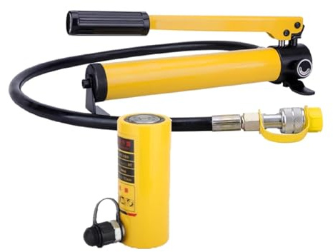 ERSINIAN 4in/100mm Stroke With CP-700 Hand Pump, 30T Hydraulic Cylinder Jack Long,Automatic Retracting Jack For Ships,Bridges,Construction(10T jack+CP-180 hand pump)