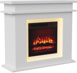 BLSYHDH Elektrischer Kamin, realistischer 3D-Flammeneffekt, freistehender dekorativer Kamin mit Timer, 20 Farben von LED-Lichtern, elektrischer Eckkamin, Kaminmantel, 101 x 34,5 x 88 cm (weiß - 2)