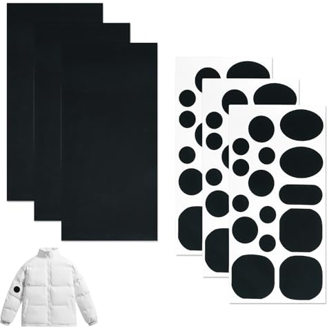 VILITI 48 Pcs Down Jacket Repair Patch Kit,2 Styles Jacket Repair Patch Nylon Repair Tape Self-Adhesive Round and Oval Shape Navy Fabric Repair Patch,for Coat Clothes Tent Sleeping Bag Ski Clothing