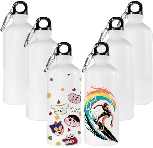 MR.R 6PCS 20oz / 600ml Bouteille en aluminium blanche vierge pour sublimation - Lot de 6 pour impression par sublimation