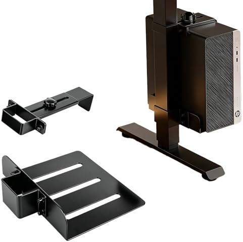 Porta PC sotto scrivania, Supporto per Computer senza Forare, Portata 18 kg, Regolabile in Altezza e Larghezza, Supporto Computer per Tavoli Alti, Gamba del Tavolo 65x45 mm (Nero)