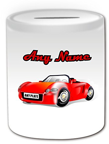 UNIGIFT Top Gear Race Spardose, Motiv: Autorennen, personalisierbar, Weiß