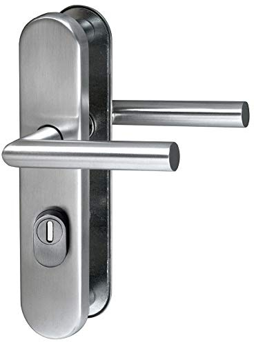 Lienbacher Schutzbeschlag Türdrücker Langschildgarnitur Edelstahl matt gebürstet Diverse Varianten (Drücker/Drücker || PZ 8/72 mm)