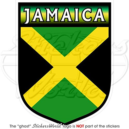 Jamaika jamaikanischen Rasta Shield 100 mm (10,2 cm) Vinyl Bumper Aufkleber, Aufkleber
