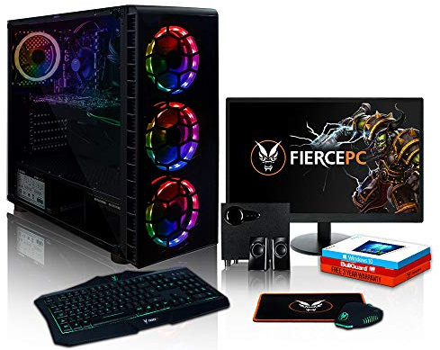 Fierce VIPER High-End RGB Gaming PC - 4.2GHz 6-Core AMD Ryzen 5 3600, 240GB SSD, 1TB HDD, 16GB, RTX 2080 Super 8GB, Win 10, Tastiera (QWERTY), Mouse, 24 pollici Monitor, Altoparlanti 405947