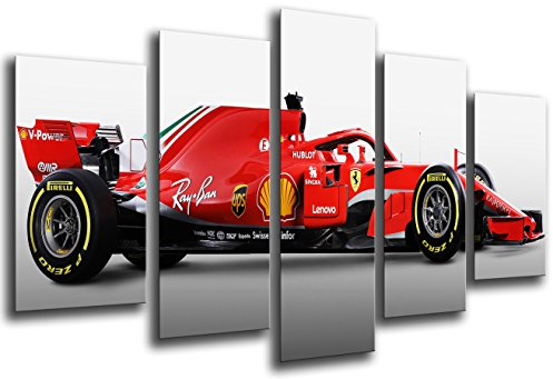 Wandbild - Formel 1 Auto, Ferrari F1 SF71-H, Ferrari F1 2018, Sebastian Vettel, Kimi Raikkonen, 165 x 62 cm, Holzdruck - XXL Format - Kunstdruck, ref.27113