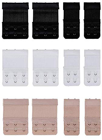 JPudinor Hitasche - Reggiseno estensore Extender, reggiseno di estensione, 3 ganci e 2 ganci, confezione da 12