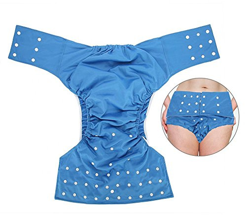 Adult Pocket Windel, Fleece-Stoff AdjustableNappy Pant Verhindern Sie Seitenauslauf Waschbar Wiederverwendbare Windelhosen für Inkontinenz-Pflege (Dunkelblau)