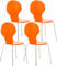 CLP 4X Stapelstuhl Diego l Ergonomisch geformter Konferenzstuhl mit Holzsitz und Metallgestell I Stapelbarer Stuhl mit pflegeleichter Sitzfläche, Farbe:orange
