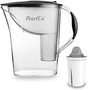 PearlCo - Wasserfilter Standard (anthrazit) mit 1 Protect+ classic Filterkartusche (f. hartes Wasser) - passt zu Brita Classic