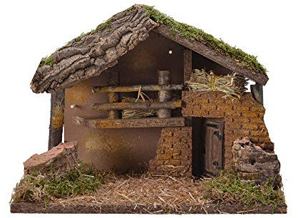 Decoris 72276 Casa para Belén con Led y Musgo, 30 x 17 x 21 cm