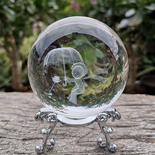 caihuashopping Fotokugel 6cm Durchmesser Kristall 3D Ball Angel Figur Glas Lasergravierte Kugel Papiergewichte Home Schreibtisch Dekoration Miniatur Ornamente Handwerk Geschenke Glaskugel Fotografie