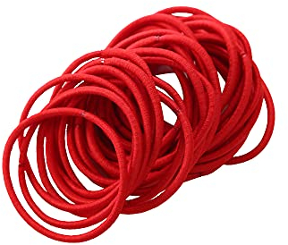 FEIFEI'S BOW Haargummis für Mädchen und Frauen, 2,5 mm dünn, für Schule, Uniform, endlos, Rot, 50 Stück