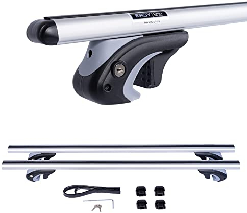 DGH SYSTEM Kompletter Aluminium-Dachträger Relingträger Easy Line Basic Plus 135 cm kompatibel mit Citroen C4 Grand Picasso MPV 2007-2013 mit offener Dachreling, abschließbar, Nutzlast 90 kg