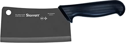 Starrett Professional Stainless Steel Chefs Kitchen Cleaver Knives 8-inch (200mm), Black