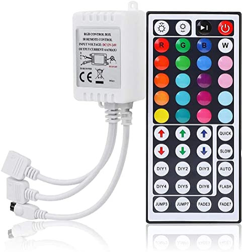 SUPERNIGHT LED Lights Remote Control, 44 Key Wireless IR Controller With 2 Ports RGB Connector, Box for SMD3528 5050 Strip Lights
