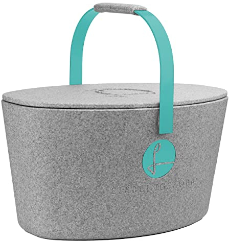 Lieblingskorb Plus Silver Grey (türkis) Einkaufskorb und Thermobox in einem, inklusive Deckel, isoliert, abwaschbar, Picknickkorb zum kühlen von Lebensmittel, Einkaufstasche, Volumen: 22 Liter