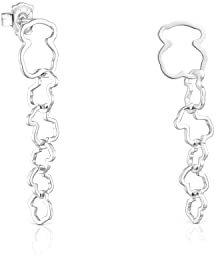 TOUS Lange Ohrringe aus Sterlingsilber für Damen mit Druckknopfverschluss, Bärenmuster, vielseitig und elegant, Karussellkollektion