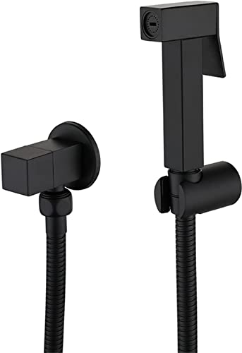 YJYKXP Hand-Bidet-Sprühkopf, Einzelner Kalt-Edelstahl-WC-Bidet-Wasserhahn, Shattaf-Ventil, Duschkopf, Schwarz