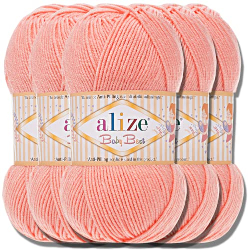 Hobby YARN Alize Baby Best Batik 5x 100g Türkische Premium Wolle Babywolle (Salmón | 145)