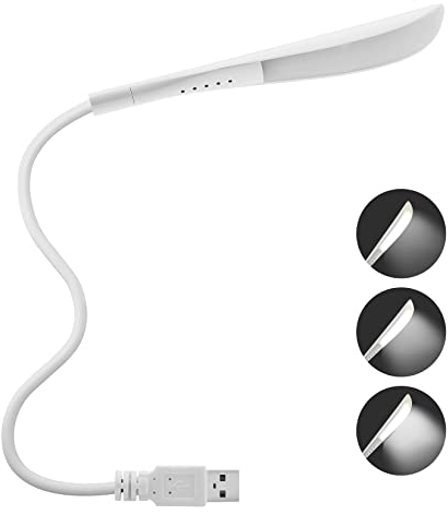 LEDGLE Lampe USB 2.8W Dimmable Lampe de Lecture avec 3 Niveaux de Luminosité et Interrupteur Tactile pour Ordinateur Portable/PC