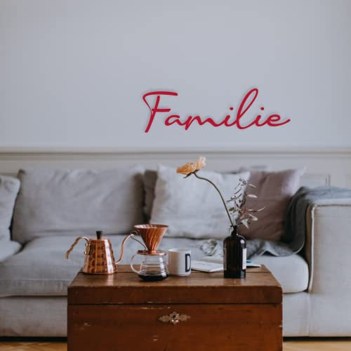 Schriftzug Familie aus Holz in verschiedenen Farben und Schriftarten (Naturholz)