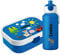 4youDesign SET: blaue Brotdose mit Fächern & Trinkflasche -Bauernhof- personalisiert mit Namen I Campus mit Bento-Box & Gabel Jungen & Mädchen