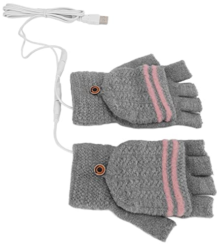 USB Heated Gloves, Typing Gloves, USB Heated Winter Gloves Mitten Knitting Hand Warmer Gloves Fingerless for Typing Laptop Phone 1Pair (Female GS21)