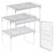 NiHome Paquete de 4 estantes apilables de plástico para almacenamiento de cocina, organizador de gabinete de cocina y estantes de almacenamiento, estantes de almacenamiento apilables y expandibles
