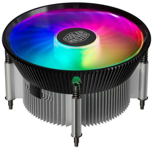 Cooler Master i70C LGA1700 ARGB Intel - Enfriador de aire de CPU de perfil bajo, aletas de aluminio negro anodizado, base de inserción de cobre, soporte de CPU TDP de 95 W, ventilador ARGB de 3 pines