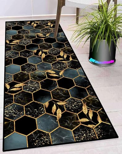 Ufamiluk Outdoor Teppich 60x200cm Outdoor Teppich terasse waschbar rutschfest wetterfest wasserfest groß Bad Teppich für draußen Balkon küche Wohnzimmer Flur Beige Grau Schwarz F