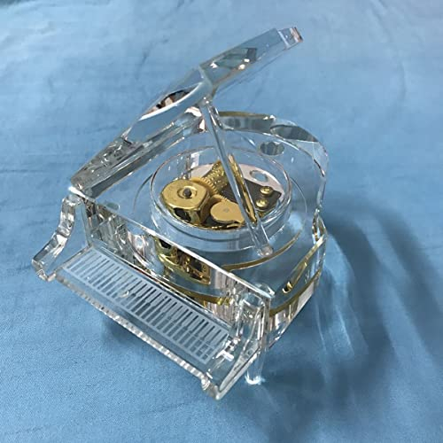 BinkeGG Transparente Spieldose K9 Kristall groß Klavier Uhrwerk Spieluhr mit Sankyo Musik Mechanismus (Option 60 Melodien) (Once Upon a December)