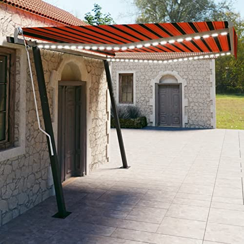 Tidyard Tenda da Sole Retrattile Automatica con LED e Senore Vento Pali,Tenda da Sole Automatica,Tenda Esterno Sole,Tenda Balcone,Tenda da Sole Esterno,Terrazzo,Patio,Giardino,Tenda Autoportante