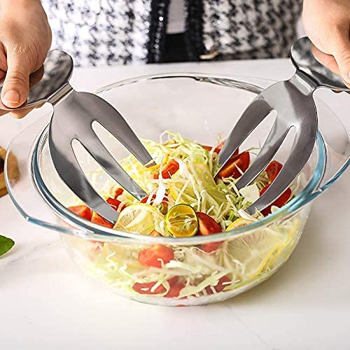 MMCCHB 2-teilige Salat-Hände, Edelstahl-Salatbesteck zum Servieren und Mischen von Salat, Nudeln, Obst und mehr auf Ihrer Küchentheke.