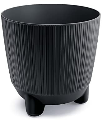 Pot de fleurs cannelé - 10,5 x Ø 10,7 cm - Pots de plantes d'intérieur et d'extérieur - Pots de fleurs d'intérieur - Décoration d'intérieur - Pour plantes d'intérieur - Pot de fleurs mignon anthracite
