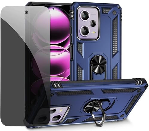 CLYDITE Funda para Xiaomi Redmi Note 12 Pro/Poco x5 Pro 5G Carcasa Azul con Protector de Pantalla de Privacidad, Anti Espía Cristal Templado