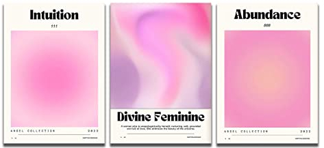 PHIMIITA Set mit 3 Affirmation Angel Number Poster, Trust Graident Set Retro Aura Raumdekor Poster Spirituelle Wandkunst Leinwanddruck (30,5 x 40,6 cm, ungerahmt